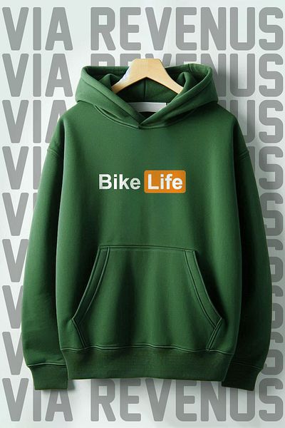 Vordevia Φούτερ με κουκούλα με φαρδιά εφαρμογή Bike Life με στάμπα καγκουρό με 3 νήματα