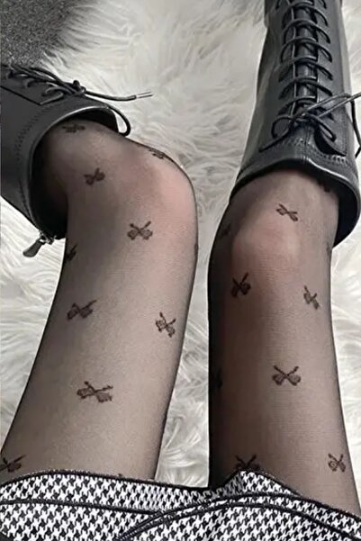 Giraffe Dantel Fileli Siyah Fiyonk Külotlu Çorap Gothic Y2k Steampunk Lolita ...