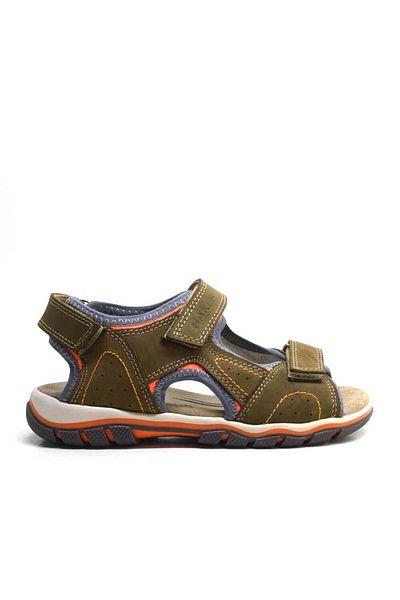 Rakerplus Σανδάλια για αγόρια από γνήσιο δέρμα Khaki Velcro