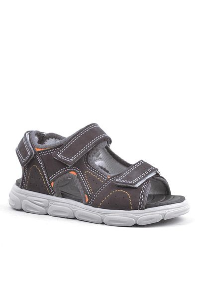Rakerplus Genuine Leather Gray Velcro Children's Sandals Shoes