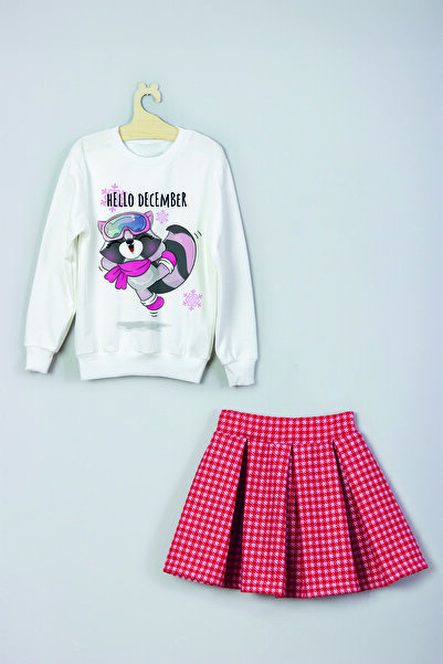 MYADA Привіт, грудень! Світшот з принтом та картата спідниця, комплект 22204