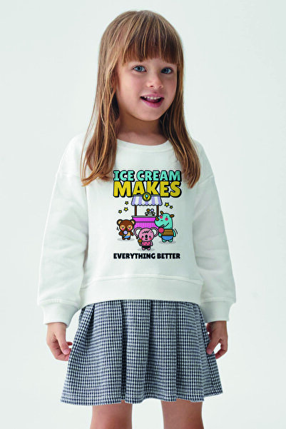 MYADA Σετ φούτερ για κορίτσια και καρό καρό φούστα - Style Printed 22904