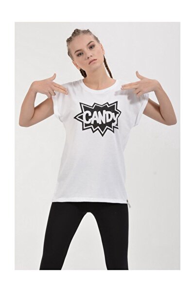 Cotton Candy Короткий рукав T-shirt з принтом Candy - Білий