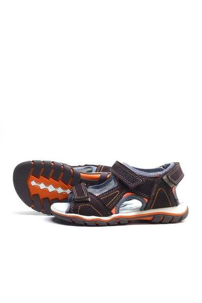 Rakerplus Кафяви сандали с велкро от естествена кожа за момче
