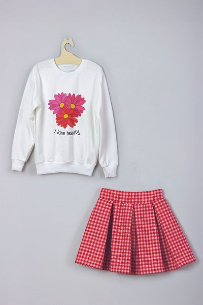 MYADA Set hanorac în carouri și fustă în carouri I Love Beauty - 22733