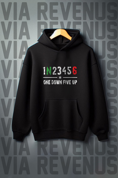 Vordevia One Down Five Up Biker Štampano Kangaroo Pocket 3 Thread Ş Čupkani m...