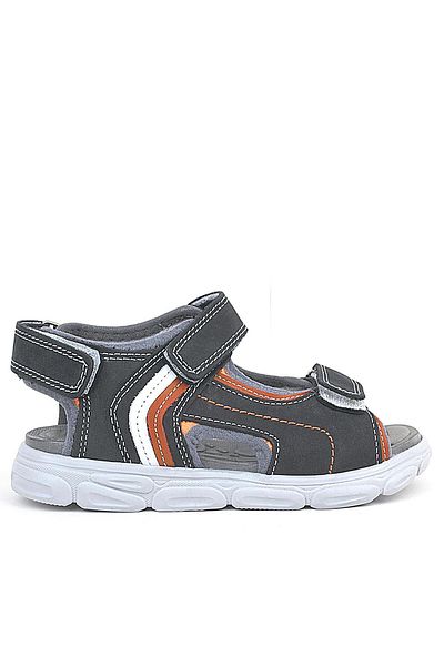 Rakerplus Gray Orange White - Velcro Genuine Leather Children's Sandals
