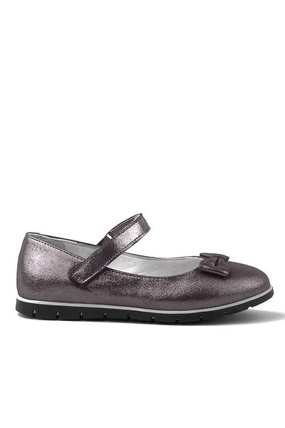 Rakerplus Balerina pentru fete din piele naturală gri platină cu velcro