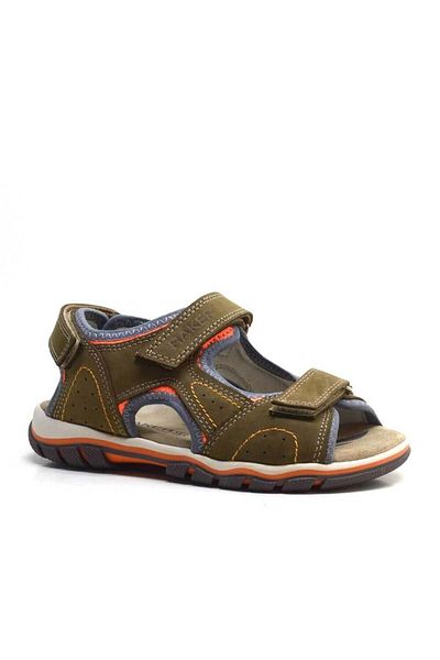 Rakerplus Σανδάλια για αγόρια από γνήσιο δέρμα Khaki Velcro