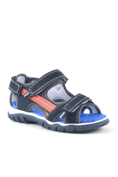 Rakerplus Genuine Leather Navy Blue Velcro Boys' Outdoor Sandals