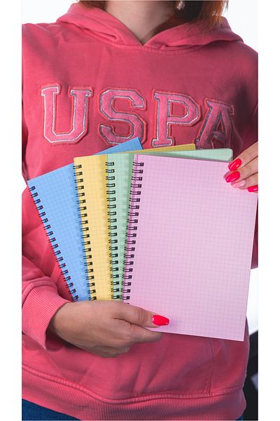 Dream Notes A5 Spiral School Notebook 50 Sheets 100 Pages Set of 4 - Checkered Notebook - Colored Notebook