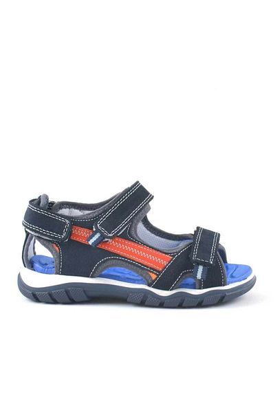 Rakerplus Genuine Leather Navy Blue Velcro Boys' Outdoor Sandals