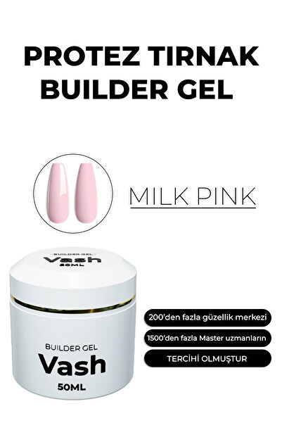 vash Protez Tırnak Jeli MILK PINK 50 Ml Uv/led Protez Tırnak Jel - Builder Ge...