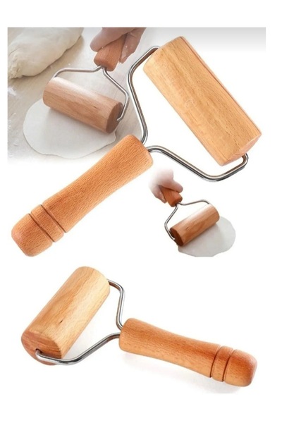 Genel Markalar Ahşap Rulo Hamur Açma Aparatı Merdane El Oklavası