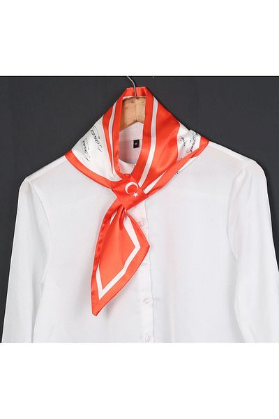 ElevaGlam ATaTurk SignEd TiE Scarf - Turkish Flag PaTTErnEd