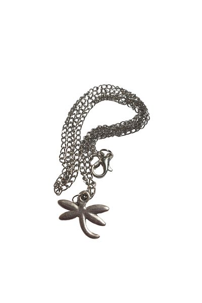 Ororabutik Orora Silver Color Necklace and Earrings Set with Dragonfly Figure
