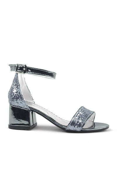 Sarıkaya Pantofi de seara pentru fete Elsa Platinum Glitter cu toc gros