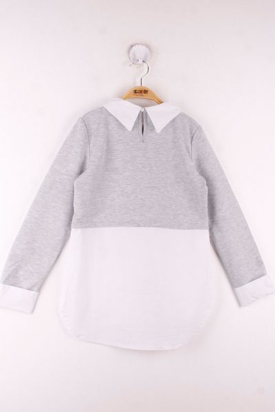 Toontoy Girl's Shirt Detailed Collar School Sweatshirt with Pearls