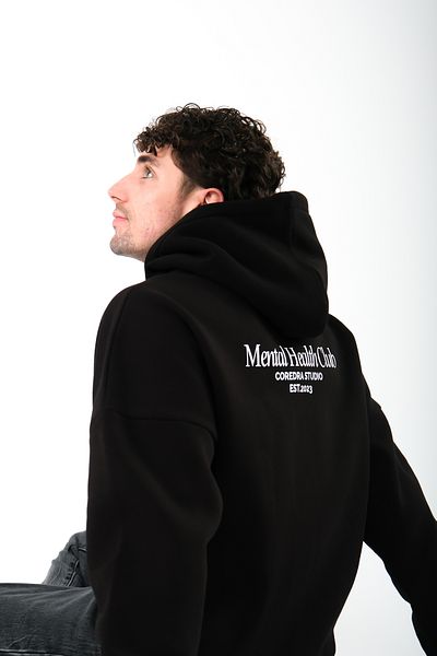 Coredra Mental Health Club Oversize Fit Hoodie Men's - Black