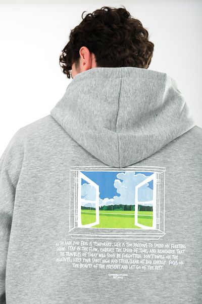 Coredra Journey Oversize Fit Hoodie Ανδρικό - Γκρι