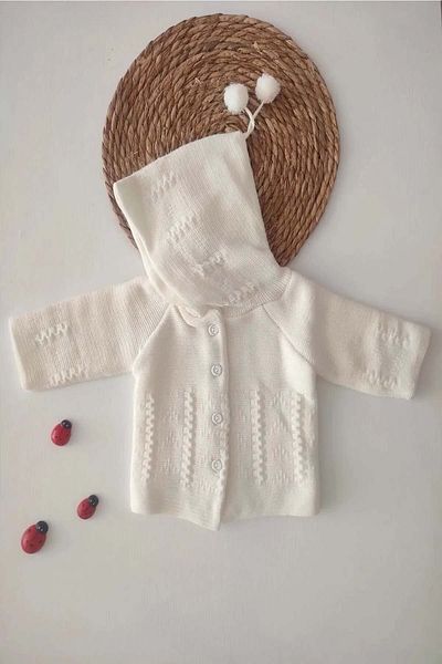 MYZİ STORE Knitwear Hooded Double Layer Girl - Baby Boy Cardigan 12342