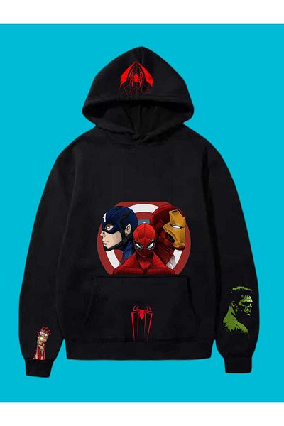 LİASSHOES hanorac pentru adolescenți cu hanorac cu imprimeu negru super powers