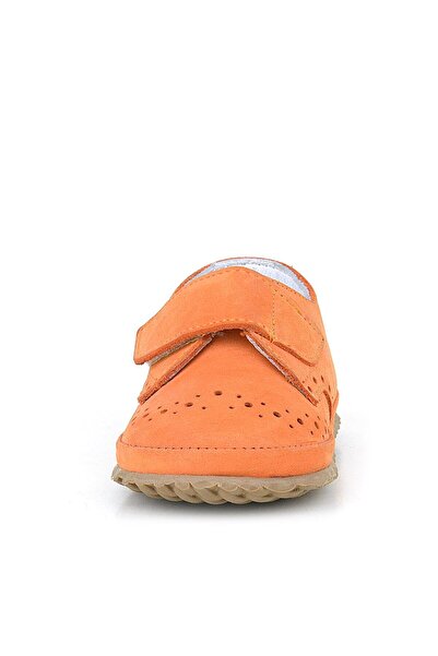 hapshoe Genuine Leather Orange Velcro Baby Booties