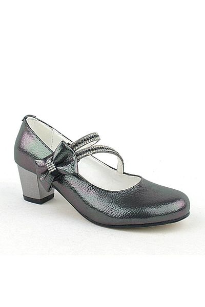 hapshoe Pantofi de seară cu toc pentru fete cu panglică și piatră de platină
