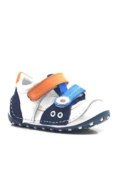 Nıno حذاء صيفي من الجلد الطبيعي باللون البرتقالي والأزرق بشريط فيلكرو من إيرس...