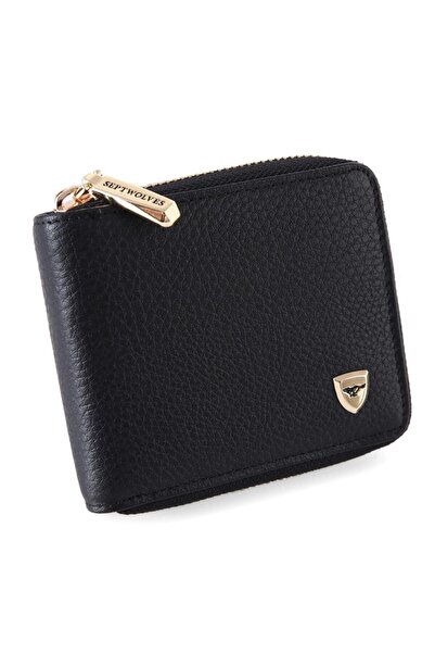 SEPTWOLVES محفظة حامل بطاقات نسائية إيطالية أصلية باللون الأسود من SEPTWOLWES...