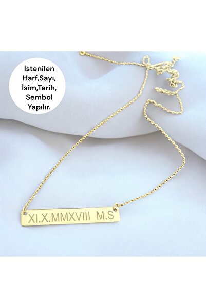 GareBiss Gümüş Yatay Plaka Kolye