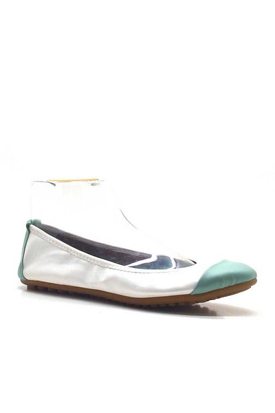 TREND White-Green Foldable Women's Ballerinas