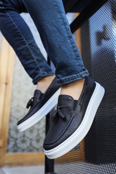 DERİJE Derije C-Men's Black/White Loafer Shoes Ch127