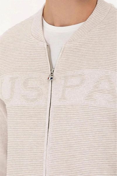 U.S. Polo Assn. Cardigan pentru bărbați Stone Melange Knitwear