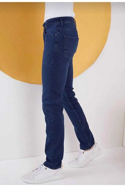 Lina Jean Ανδρικό τζιν παντελόνι Slimfit Lycra Cotton Blue Skinny Leg