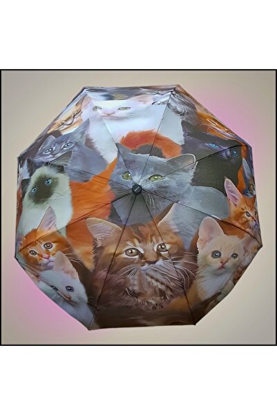 Genel Markalar Kedi Desenli 8 Telli Yarasa Model Manuel Rüzgara Dayanıklı