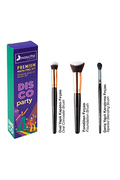 nascita طقم مكياج للوجه والعين مكون من 3 قطع من Premium Disco Party - NASBRUSHSET156