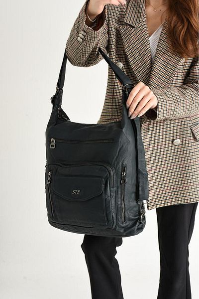 Baginn Rucsac de damă din piele Y.S. Utilizare funcțională, fie umăr, fie geantă messenger cu curele încrucișate 30 cm