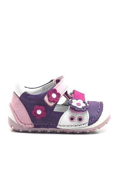 Nıno Genuine Leather Purple Pink Velcro Summer First Step Shoes
