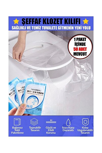 tafce Klozet Kapak Örtüsü Pratik Kullanımlı Hijyenik Klozet Kapağı Poşeti 50 ...