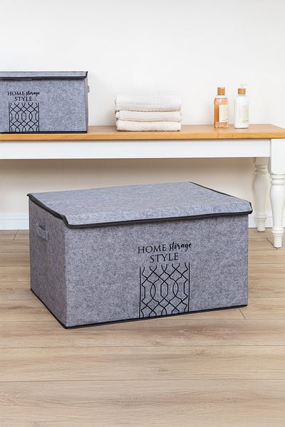 Milenay Elegance Mega Plus Grey Felt Organizer με κάλυμμα - 57x41x31cm, Οργανώστε τα Αντικείμενά σας