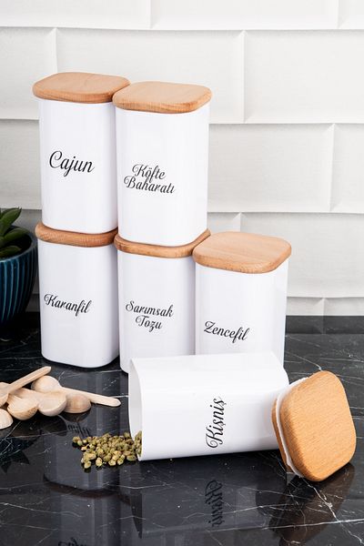 DNS HOME 250 ml Vacuum Bamboo - Porcelain Look Acrylic Spoon, Set of 6 Gift