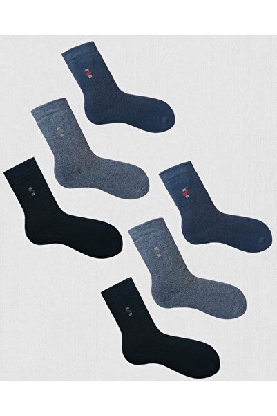 Çorabistaan 6 Çift Siyah Lacivert Antrasit Desenli Kışlık Erkek Havlu Soket Ç...