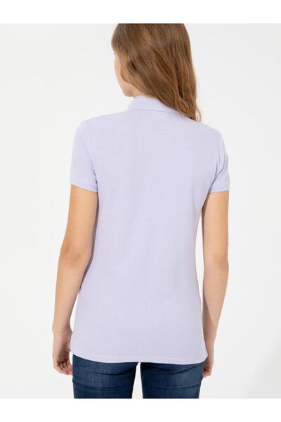 U.S. Polo Assn. Tricou de damă liliac cu gât polo Basic