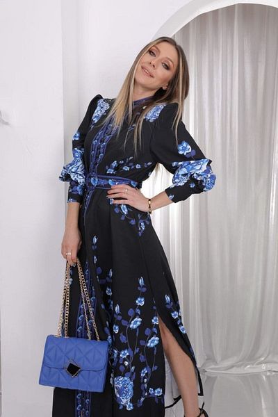 WellWay Tesatura Atlas Neagra - Rochie cu curea