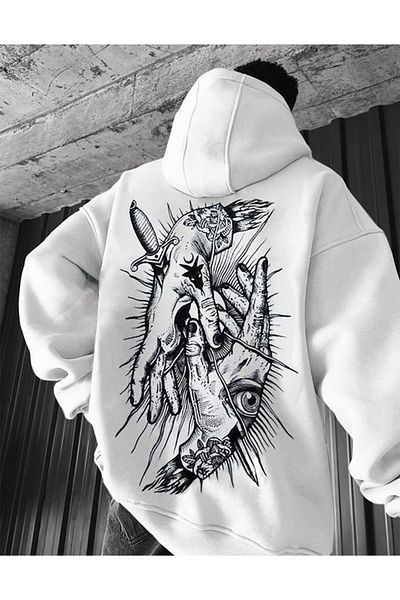 kenoger Gothic Printed Unisex Oversize/Comfortable Cut Basic Thick/Fleece Inside Hooded Sweatshirt