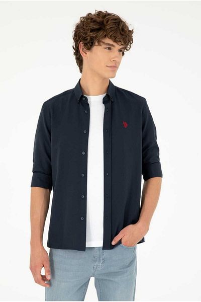 U.S. Polo Assn. Мъжка тъмносиня базова риза с дълъг ръкав