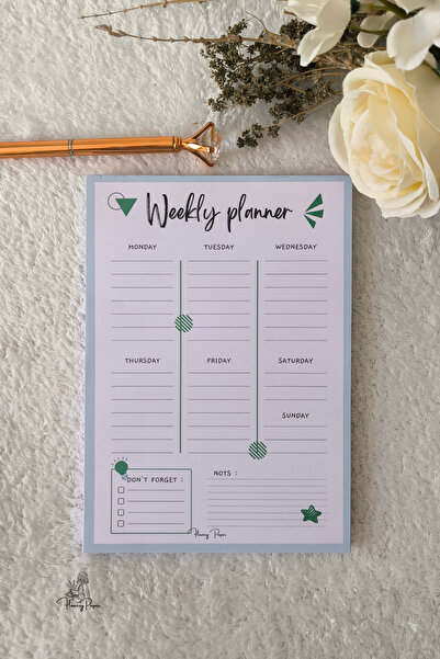 Flowery Paper Mavi A5 Günlük Planlayıcı  (İngilizce)- Memopad, Bloknot, Defte...