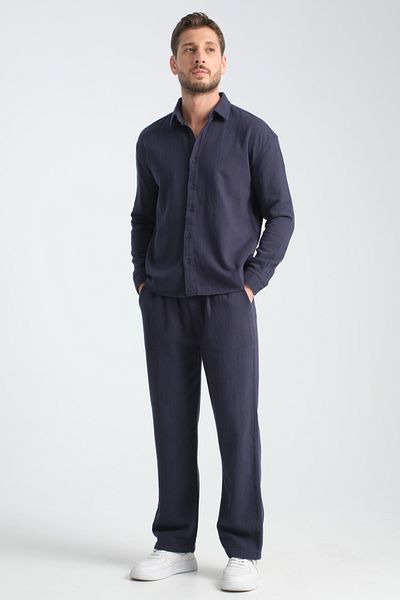 Redline Pantaloni largi de iarnă Flare Cămașă oversize Set de jos 100% bumbac