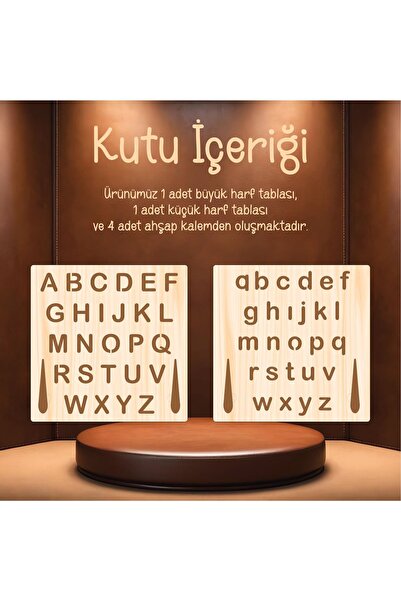 Karter İnovasyon Alfabe Çizim Seti,Harfleri Öğreniyorum,Eğitici Oyuncak,Ahşap...